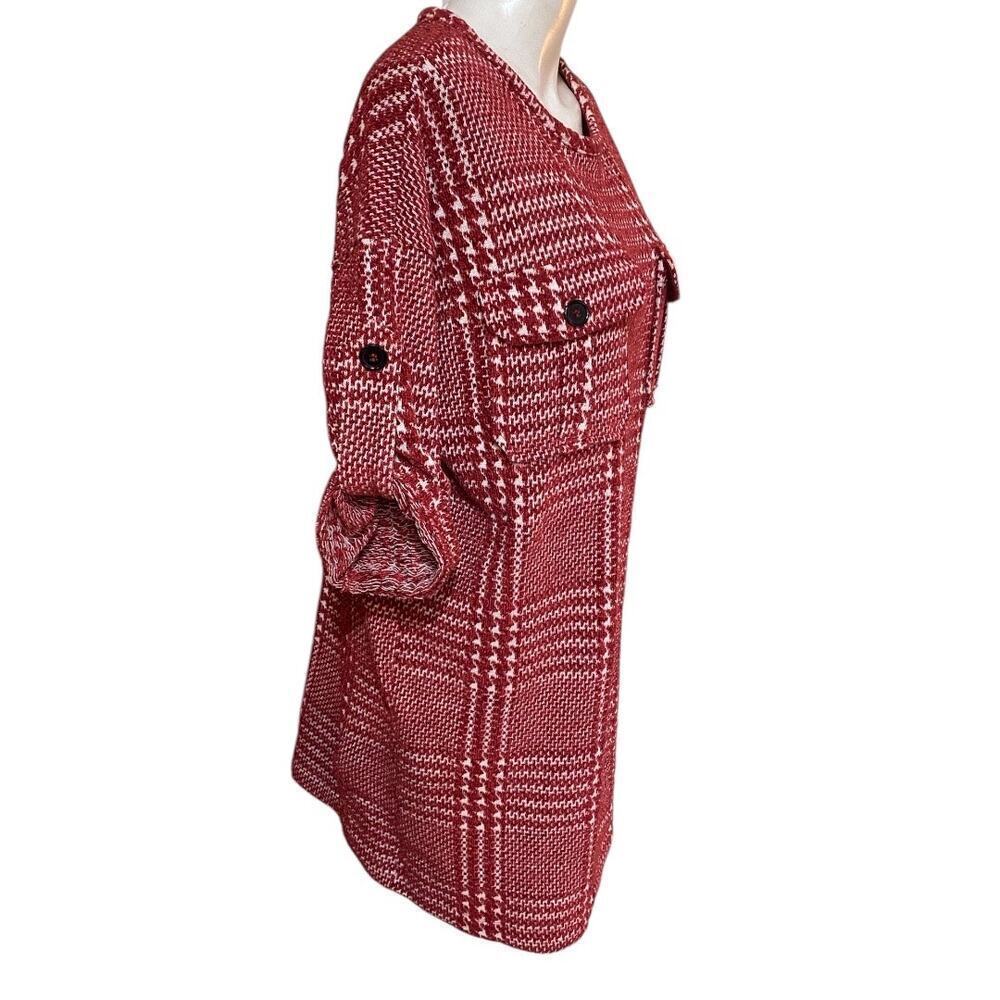 Zara Plaid Knit Mini Size M Maroon. New with Tags